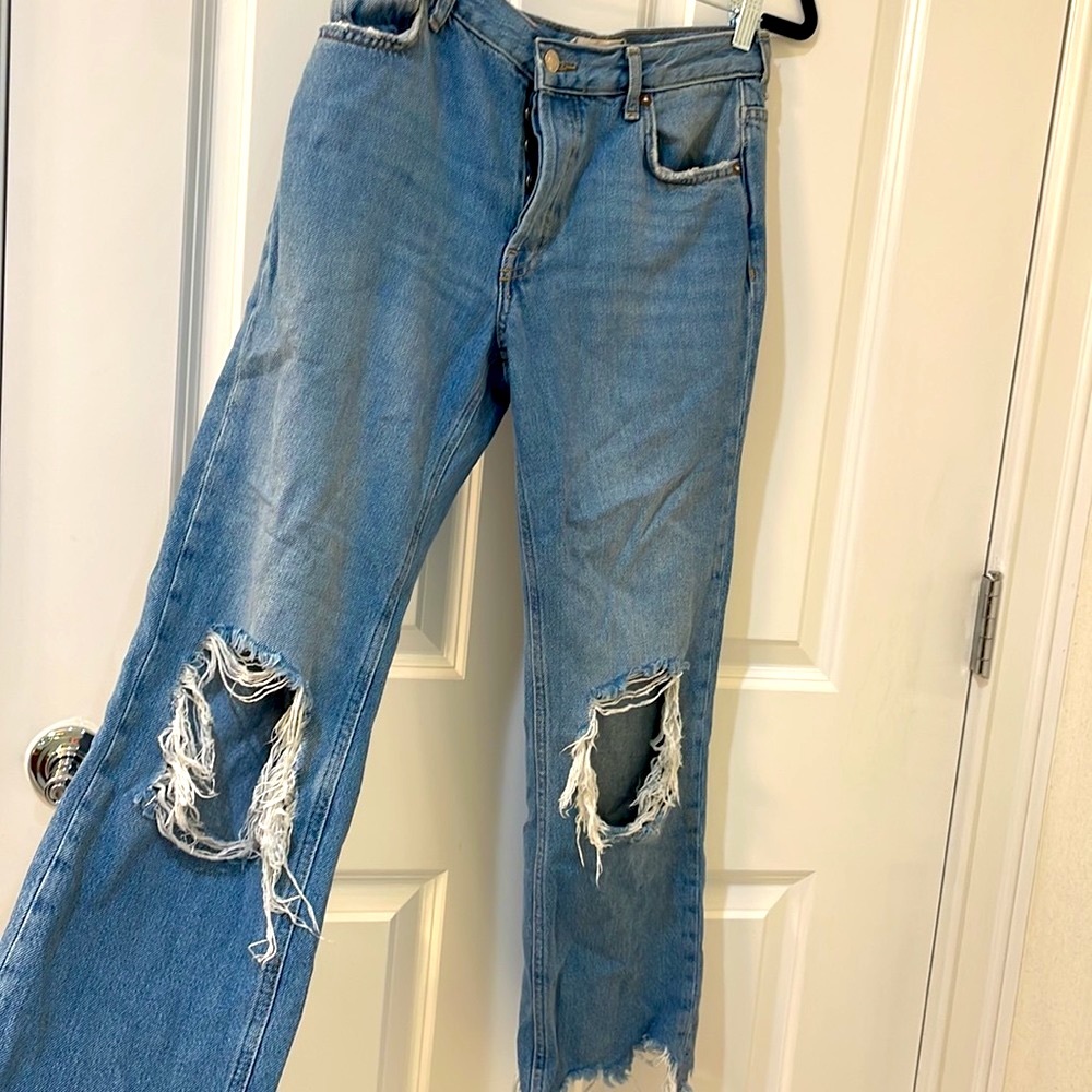 Free People Maggie Distressed Jean, medium wash, sz 26